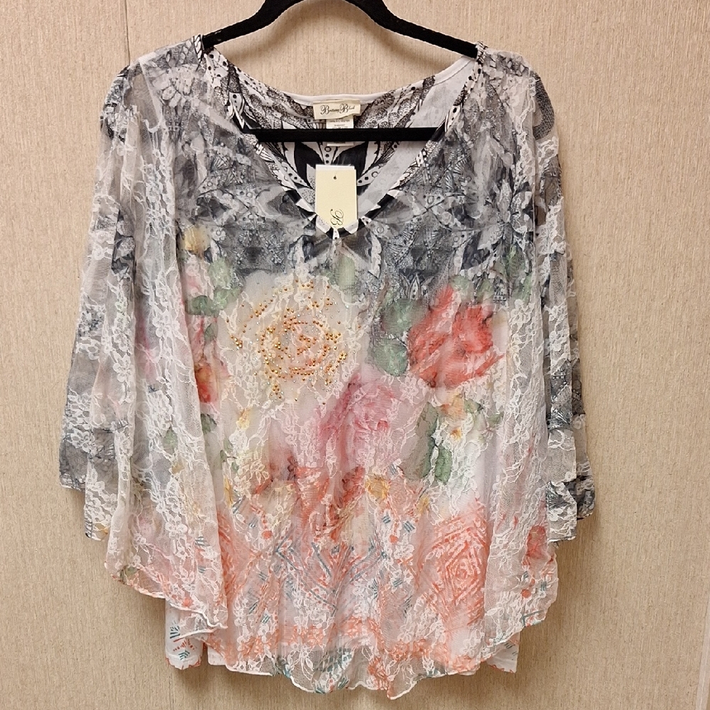 Brittany Black Multicolor Lace Blouse